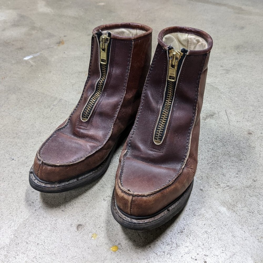 Double H front zip leather boots 10D